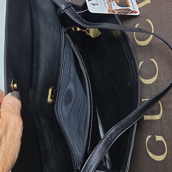 GUCCI 1970's Ultra Rare Collectable black leather clutch /crossbody/shoulder bag - Picture 14 of 17